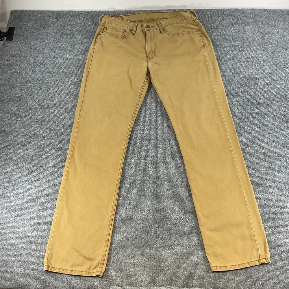 Levi's 514 Straight Jeans Men 34x34 Tan Khaki Denim Pants Levi Strauss 514 Strai